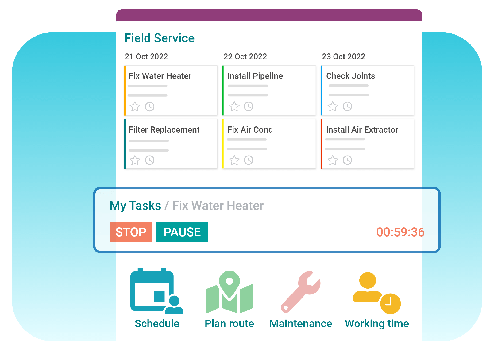 Initiate field service planning by using Odoo ERP system.
